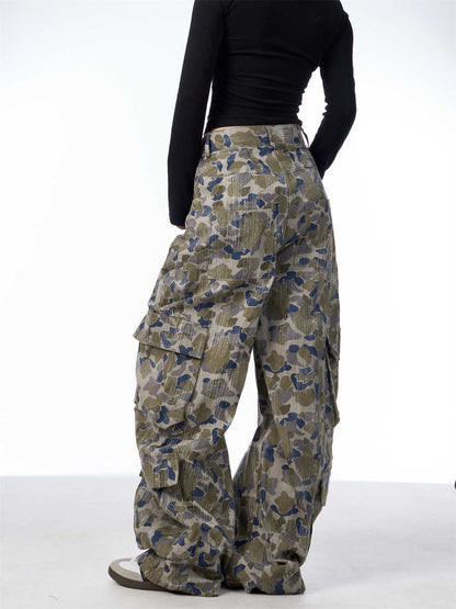 Camouflage Cargo Pants Women's Loose Straight Wide Leg Casual Pants