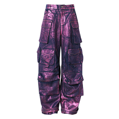 Women's Fashionable Purple Bronzing Casual Jeans