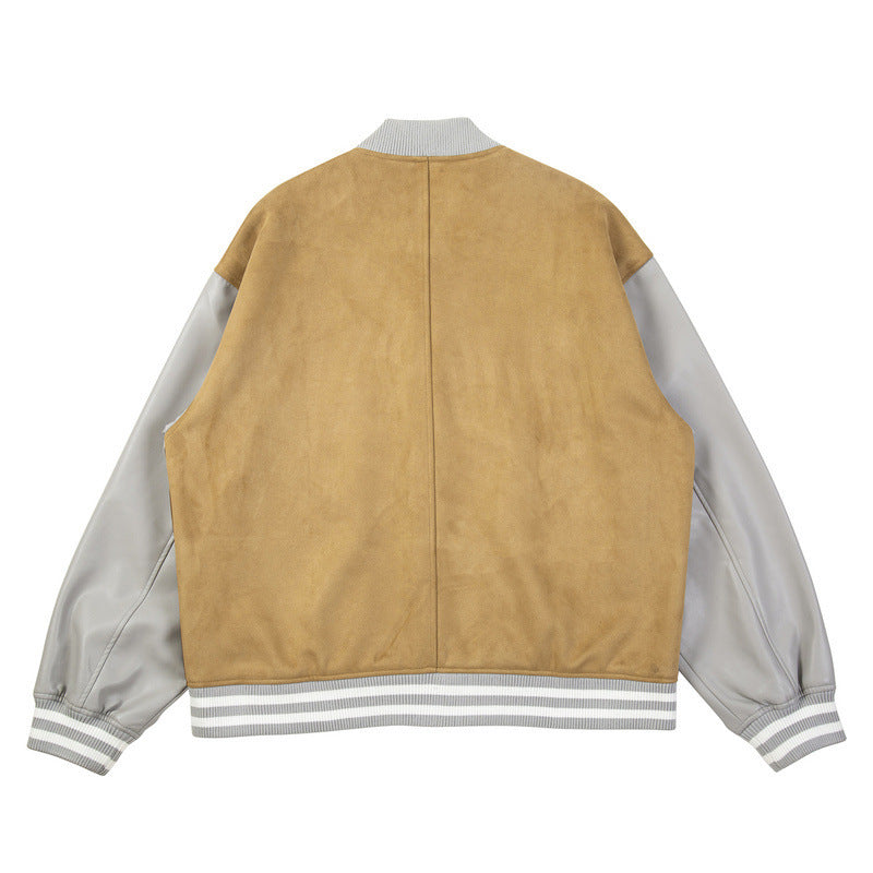 European And American High Street Ins Fashion Brand Suede Color Matching Coat