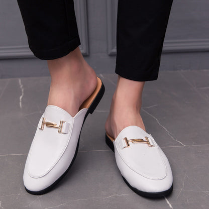 Half Slippers Personality Wear British Style Closed Toe Without Heel Casual Sandals