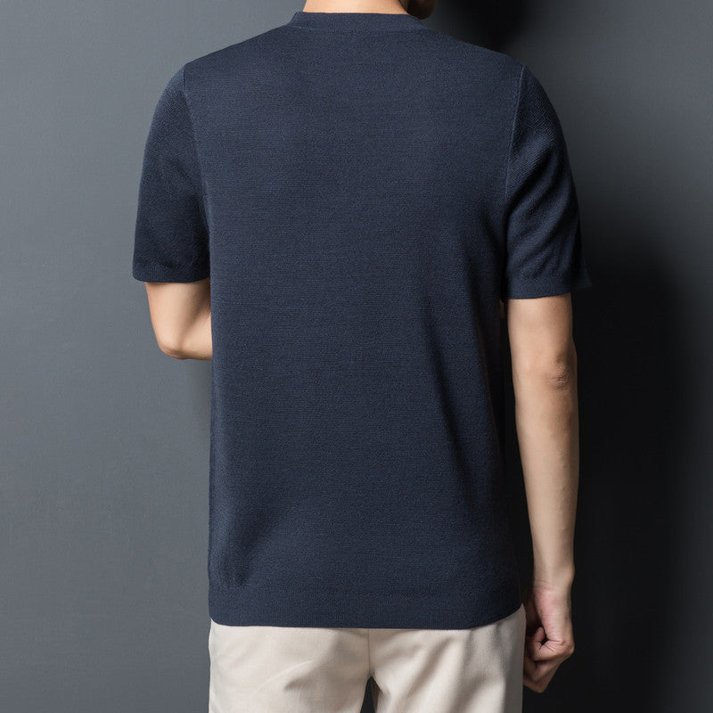 Cardigan Short Sleeve T-shirt Crew Neck Men's Sweater