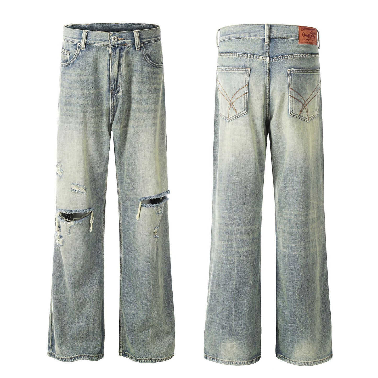 Men's Fashion Retro Washed Ripped Jeans