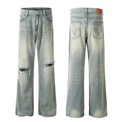 Men's Fashion Retro Washed Ripped Jeans