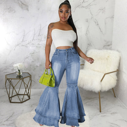 Women's European And American Fashion All-match Wide Leg Denim Stretch Flared Pants