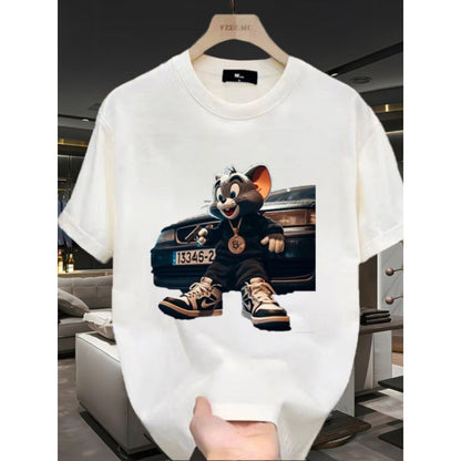 Men's Heavy Niche Personality Creative Design Printed Skin-friendly Short Sleeve