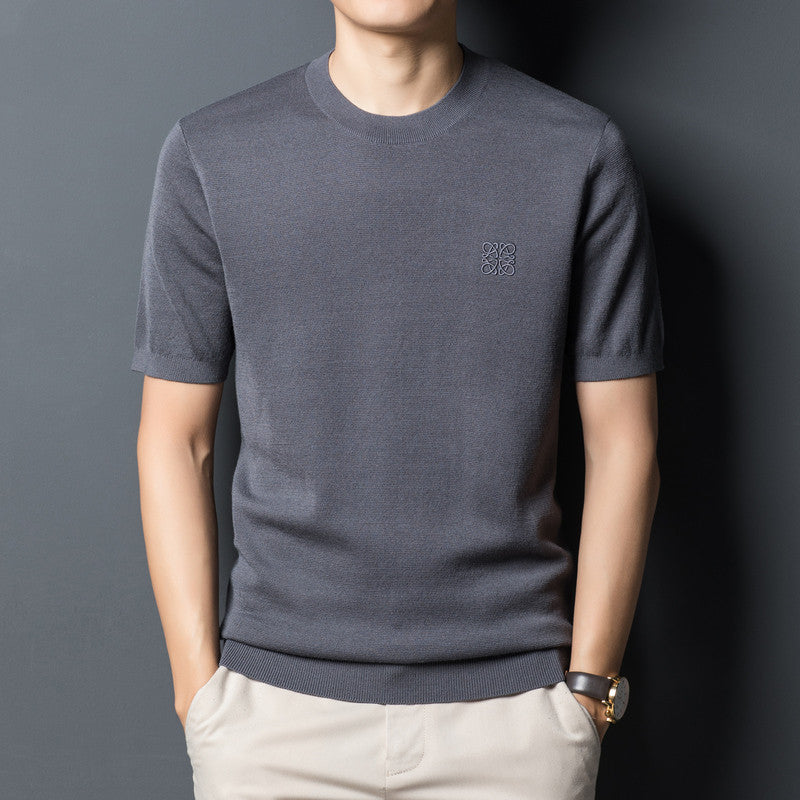 Cardigan Short Sleeve T-shirt Crew Neck Men's Sweater