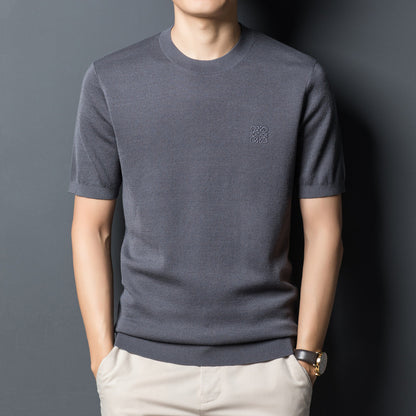 Cardigan Short Sleeve T-shirt Crew Neck Men's Sweater