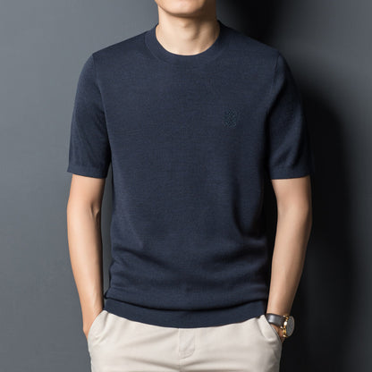 Cardigan Short Sleeve T-shirt Crew Neck Men's Sweater