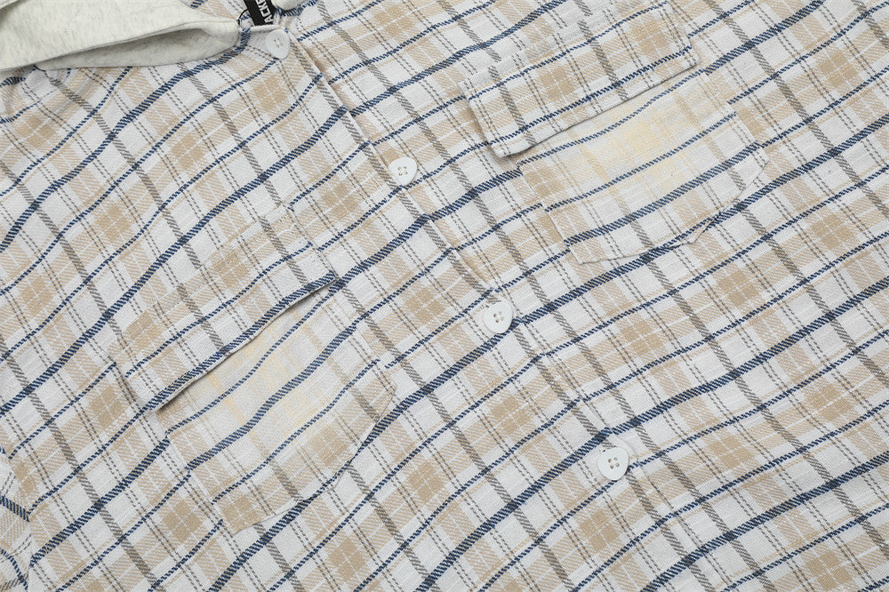 Fashionable All-match Hooded Plaid Shirt For Men